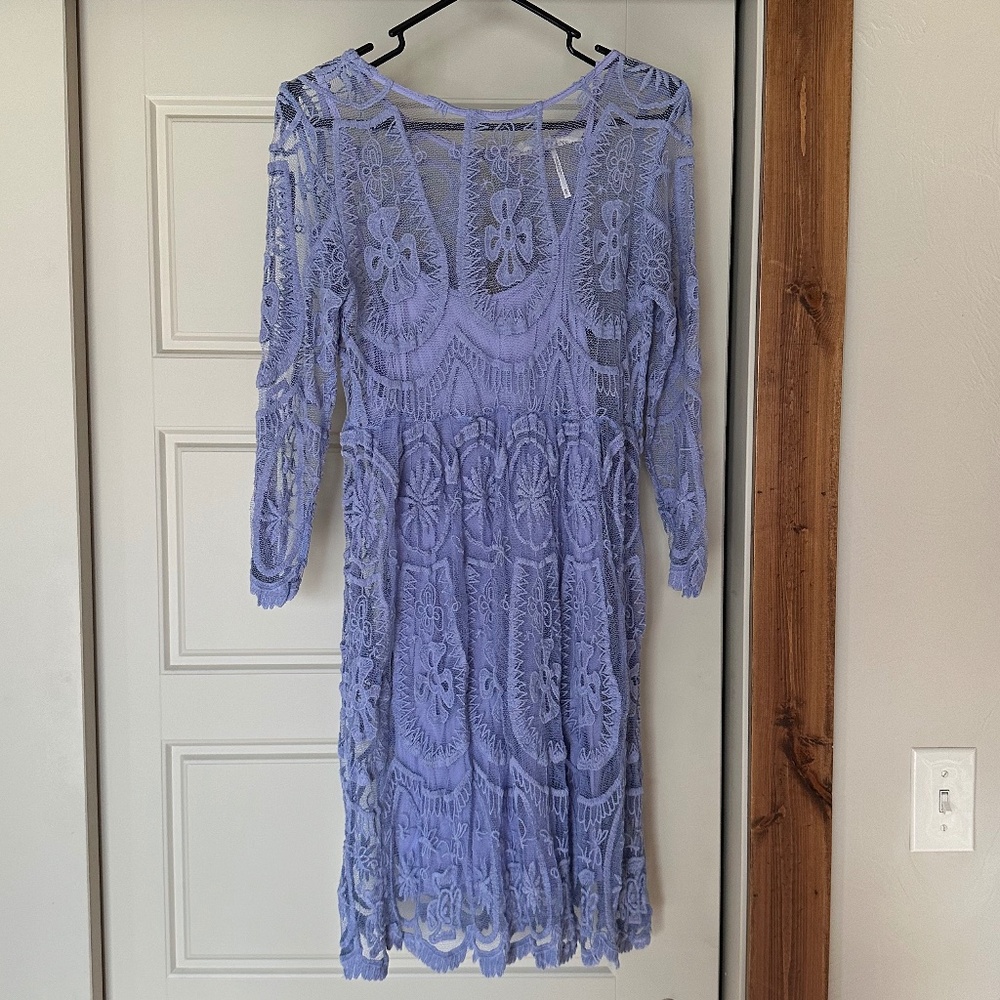 Jens Pirate Booty For Free People Purple Lace Dress With Slip Size Medium